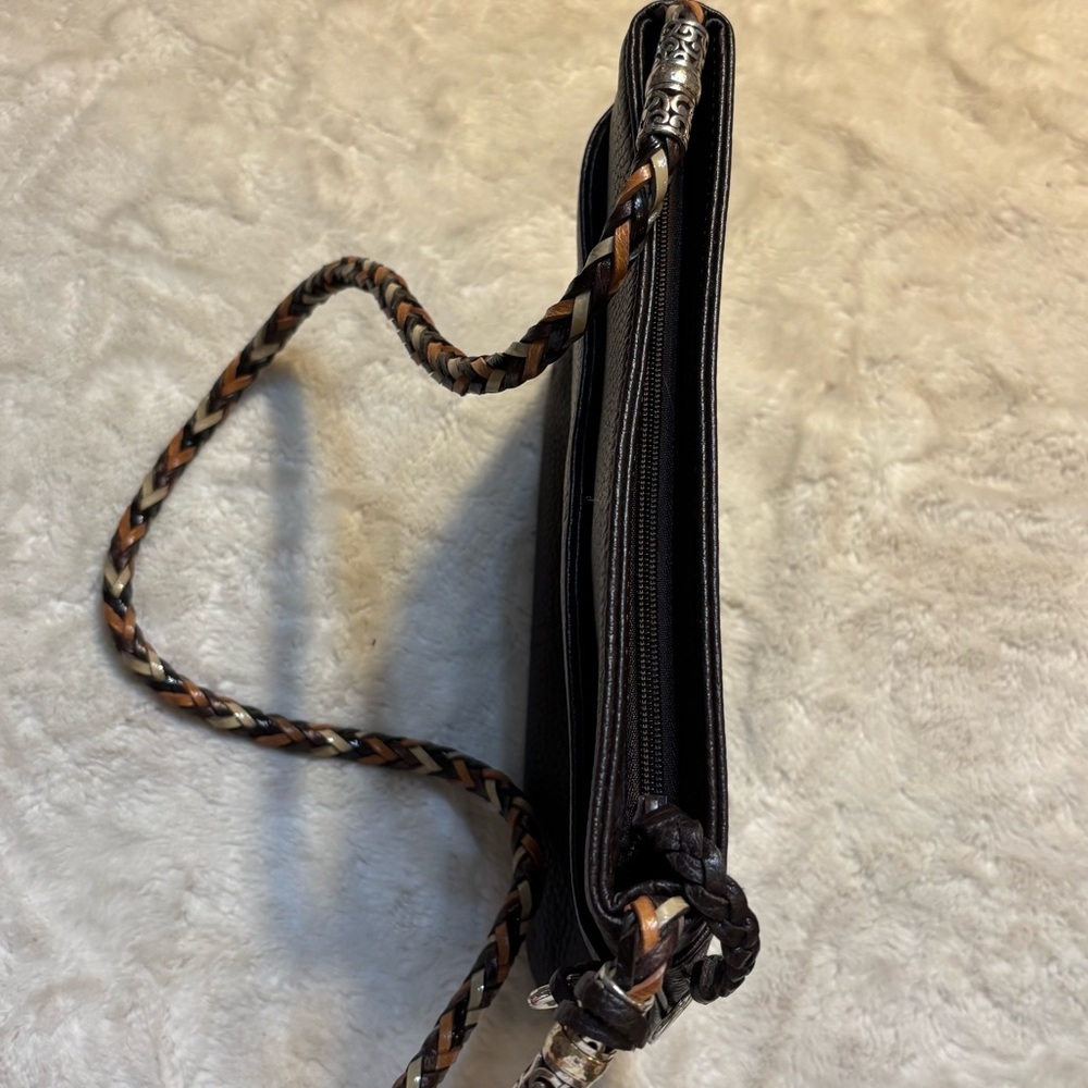 NEW Brighton Barbados Bag Leather Dark Brown Crossbody / Shoulder Braided Strap - Picture 7 of 16